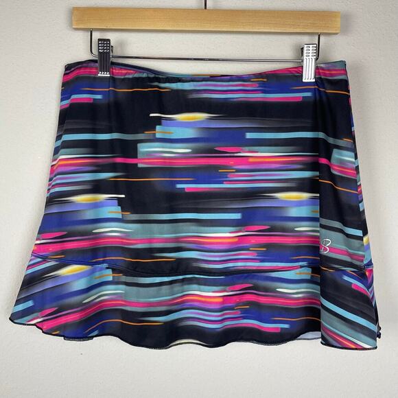 Sofibella XL Black Tennis Skirt –‎ Colorful Print, Mini Athletic Skort, Stretch - Picture 1 of 5